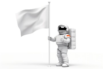 Flag astronaut cartoon white.