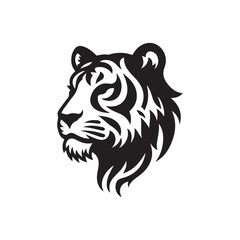 Sharp Tiger Head Silhouette - Vector Illustration.