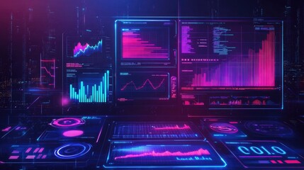 Obraz premium a computer and dashboard business analysis and Data science technology and digital marketing icons