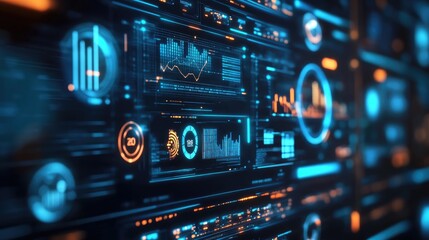 Obraz premium a computer and dashboard business analysis and Data science technology and digital marketing icons