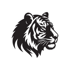 Sharp Tiger Head Silhouette - Vector Illustration.