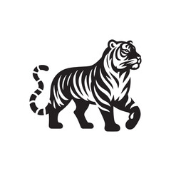 Simple Vector of a Tiger in Motion - Silhouette Design.