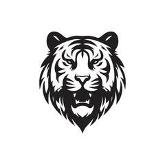 Illustrative Tiger Head Silhouette - Vector Graphic Design.