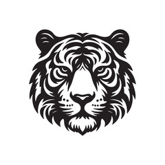 Illustrative Tiger Head Silhouette - Vector Graphic Design.