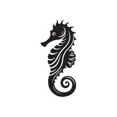 Seahorse Silhouette Vector Icon - Flat Illustration and Clipart.