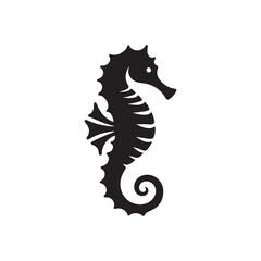 Seahorse Silhouette Vector Icon - Flat Illustration and Clipart.