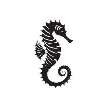 recommend clip art: Flat Seahorse Silhouette - Vector Icon and Logo Clipart.