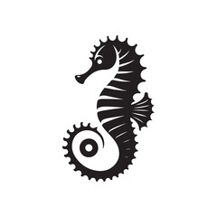 Seahorse Vector Icon - Flat Silhouette Logo and Clipart Design.