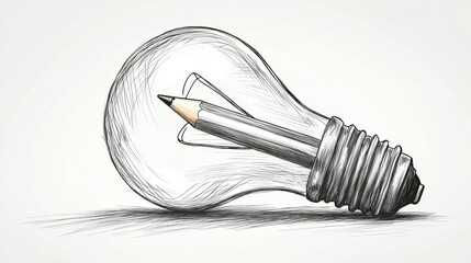 A creative concept depicting a pencil inside a light bulb, symbolizing ideas and innovation in design and education.