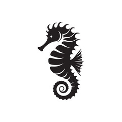 Seahorse Silhouette - Vector Logo and Flat Icon.