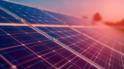 Macro shot of a solar panel with financial graphs showing renewable energy trends with copy space