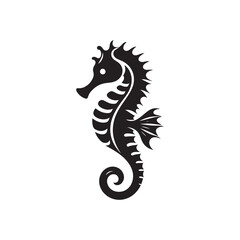 Seahorse Icon Silhouette - Flat Vector and Clipart Illustration.