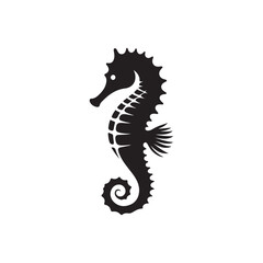 Seahorse Icon Silhouette - Flat Vector and Clipart Illustration.