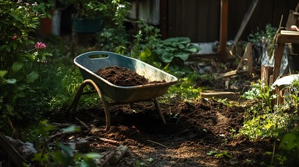 wheelbarrow with flowers