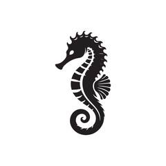 Vector Seahorse Silhouette Icon - Flat Logo and Clipart Design.
