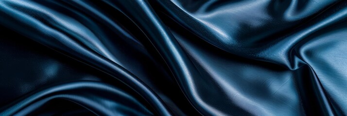 Obraz premium Abstract background of dark blue silk fabric with soft folds.