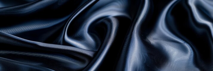Obraz premium Abstract background of smooth, dark blue satin fabric.