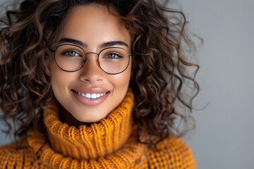 Obraz premium Radiant Smile in Cozy Knitwear