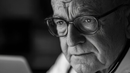 Wise Doctor in Study with Notebook