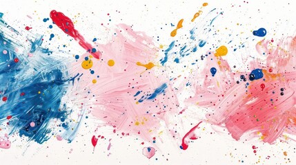 Fototapeta premium Abstract painting with vibrant colors and dynamic splashes, evoking energy and creativity.