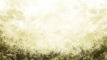 A textured landscape with an ethereal, light-filled sky and muted earth tones.