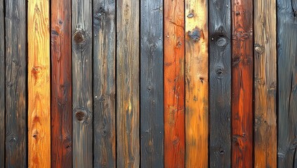 Naklejka premium Wooden background , wooden planks, wooden wall, brown and orange