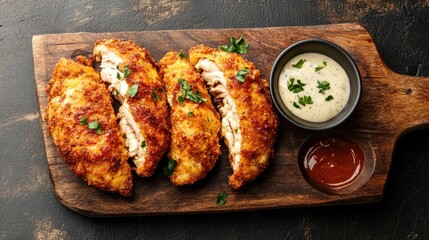 Chicken Cordon Bleu Served on Rustic Wood Platter