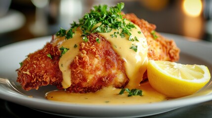 Crispy Chicken Cordon Bleu with Creamy Sauce