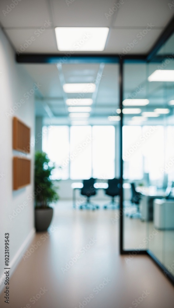 Canvas Prints blurred image of modern office interior with bokeh lights.