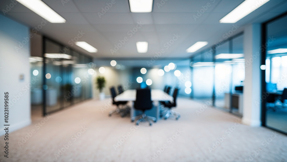 Canvas Prints blurred image of modern office interior with bokeh lights.