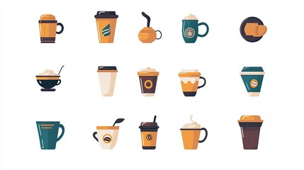  icon set  about coffee