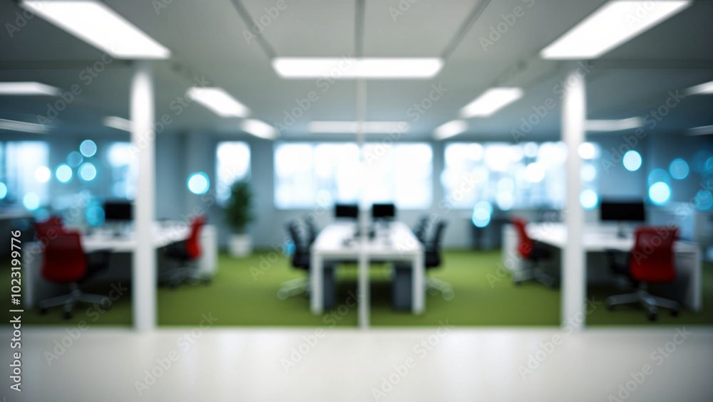 Canvas Prints blurred image of modern office interior with bokeh lights.