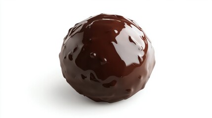 A 3D illustration of a chocolate ball, round and shiny, isolated on a white background Perfect for dessert visuals or creative food content