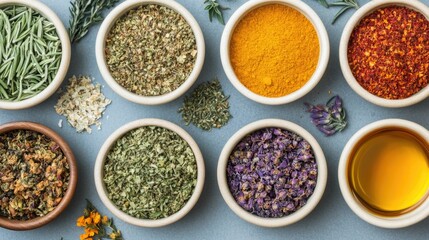 Family Preparing Homemade Herbal Remedies Together on Wooden Table with Assortment of Natural Ingredients Dried Flowers and Aromatic Oils for Collective Wellness