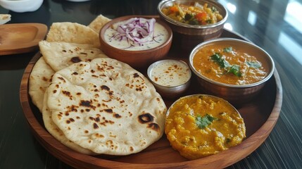 Thali with Variety of Breads and Dishes