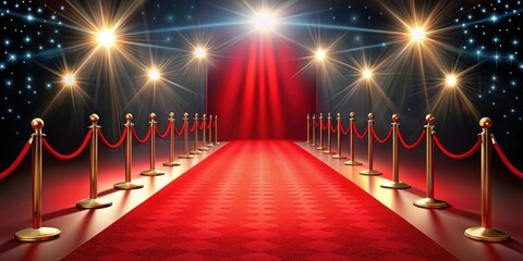 Red carpet rolling out in front of glamorous movie premiere background, red carpet, VIP, event, Hollywood, movie, premiere