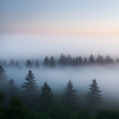 Winter Sunrise in a fogy days landscape design.