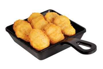 chicken nuggets on a plate white background