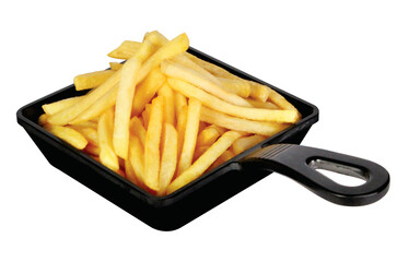 french fries on on a plate white background