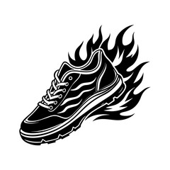 Run shoe on fire. Cut File Cricut. vector illustration