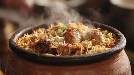 Traditional Chicken Biryani in Earthen Pot