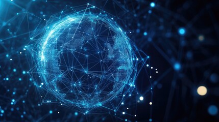 Obraz premium globe with network icon, futuristic tech 