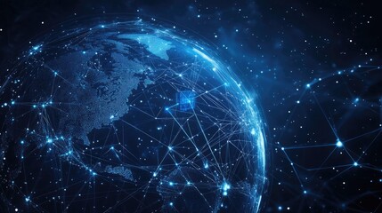 Naklejka premium globe with network icon, futuristic tech 