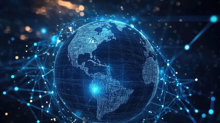 Obraz premium globe with network icon, futuristic tech 