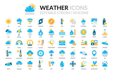 50 Color Weather Icon Pack: Vibrant Icons for Forecast, Climate, and Seasonal Changes