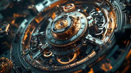 Fototapeta premium clock gear background and abstract . 3d, rendering, illustration