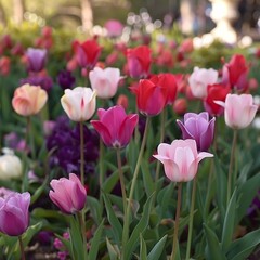 Fototapeta premium In a serene garden a symphony of flowers.