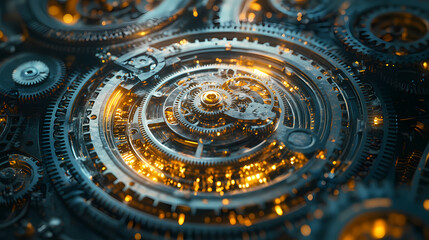 Fototapeta premium clock gear background and abstract . 3d, rendering, illustration