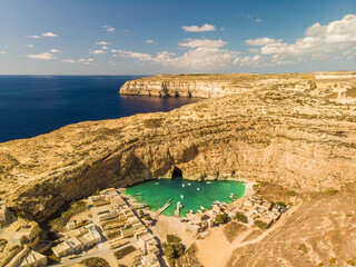 Amazing view of the natural pool in inland sea in Id Dwejra Gozo Malta island © Blogtrip