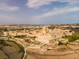 Obraz premium aerial view of Mdina Malta fortified and medieval city Malta island